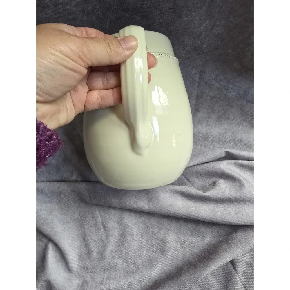 Pier 1 Stoneware Cream DecorativPitcher Off White Ivory Farmhouse Cottage Style